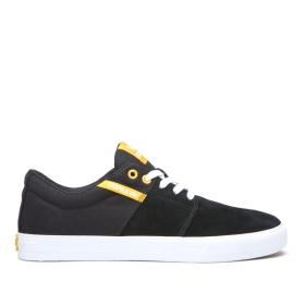 Supra Mens STACKS II VULC Low Top Shoes Black/Golden/white | US-11470